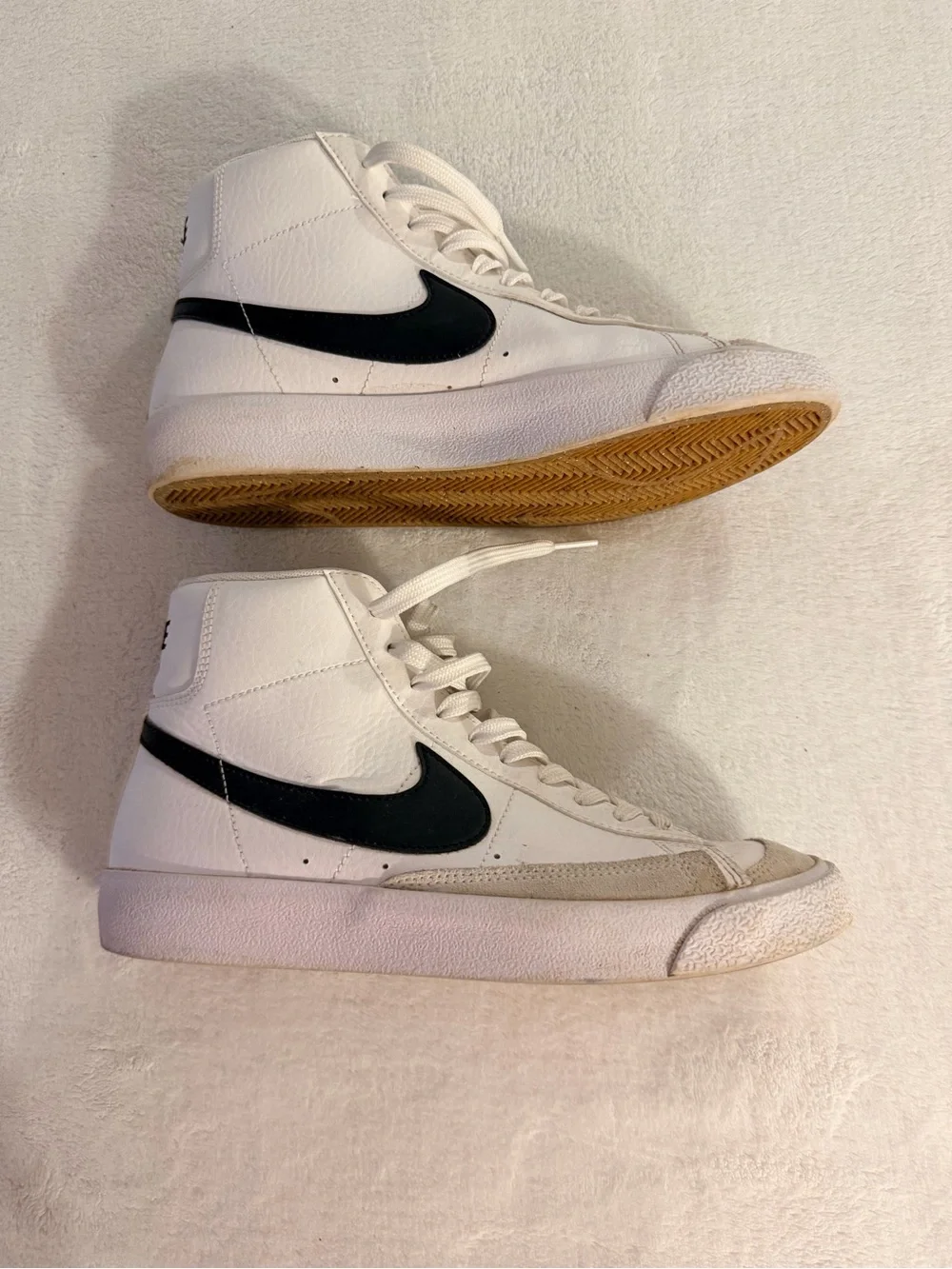 Nike Blazer Mid’77 High-Top Sneakers in White, Black and Cream